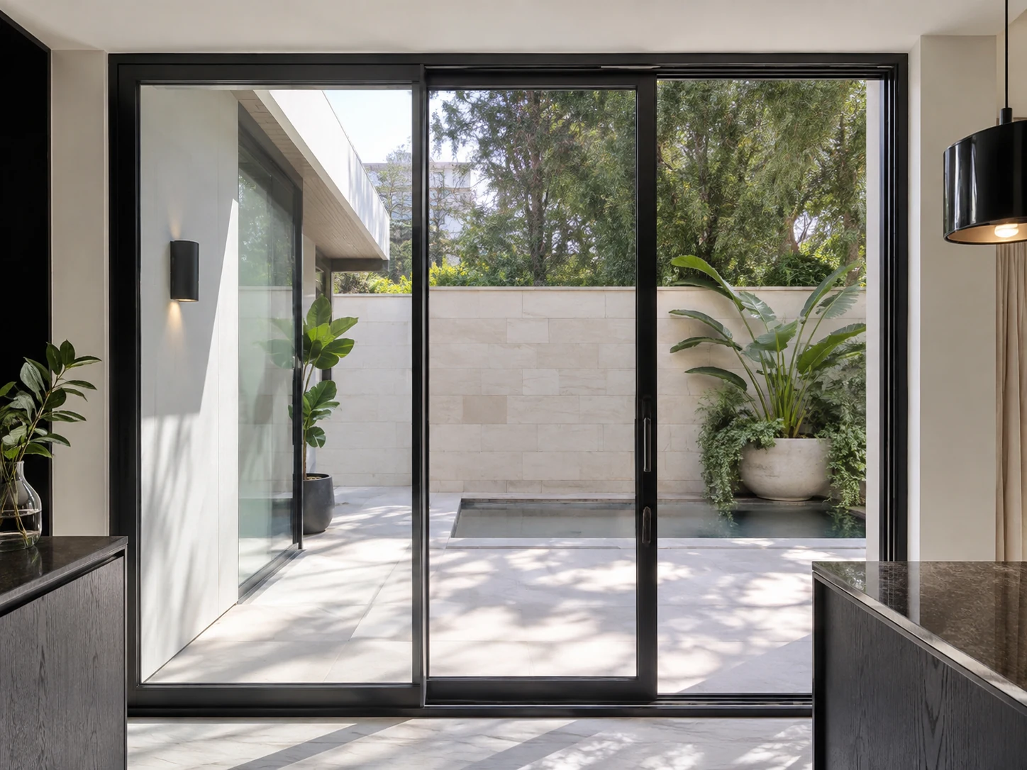 Portas e esquadrias modernas com integração ao jardim